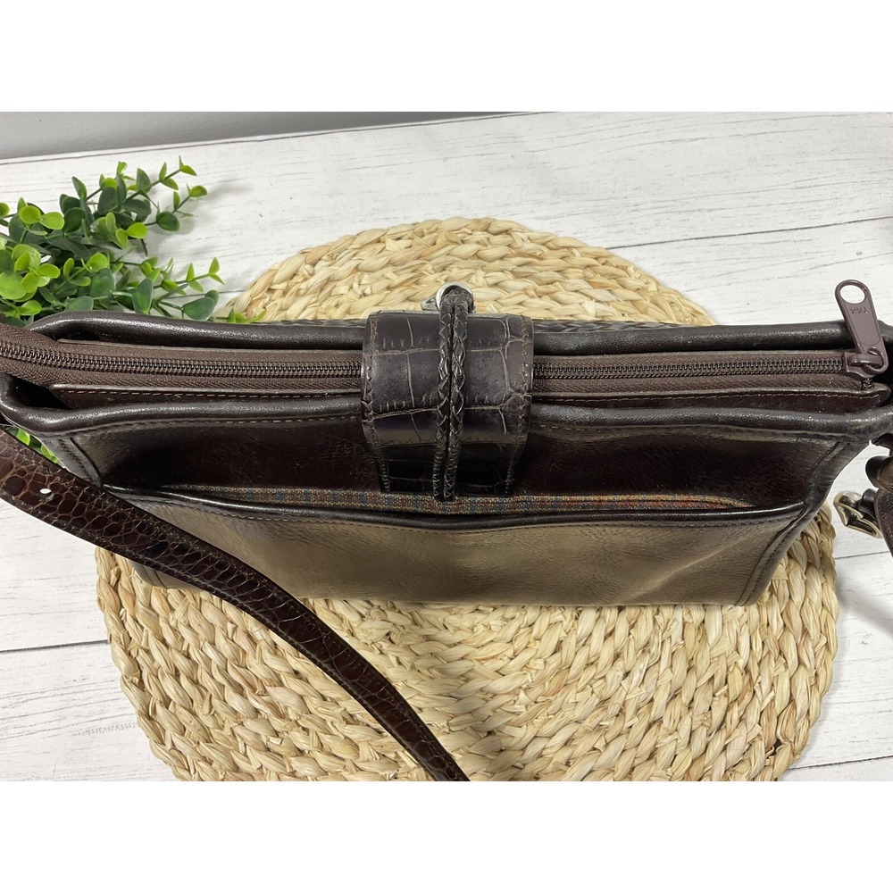 Brighton Leather Shoulder Bag Purse Woven Brown - Picture 4 of 12